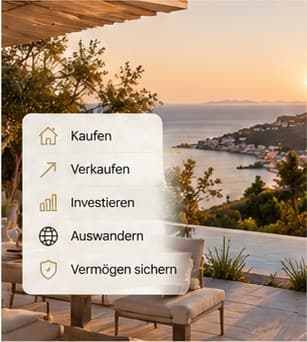 Terrasse mit Meerblick und Menü: Kaufen, Verkaufen, Investieren, Auswandern, Vermögen sichern